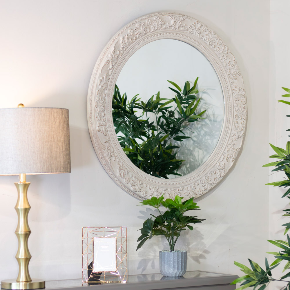 Yvette round mirror 90cm cream