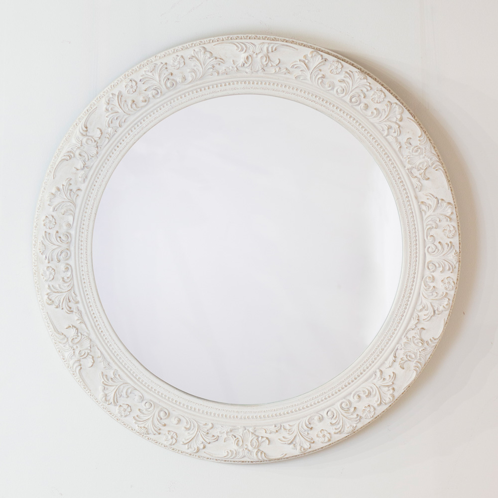 Yvette round mirror 90cm cream