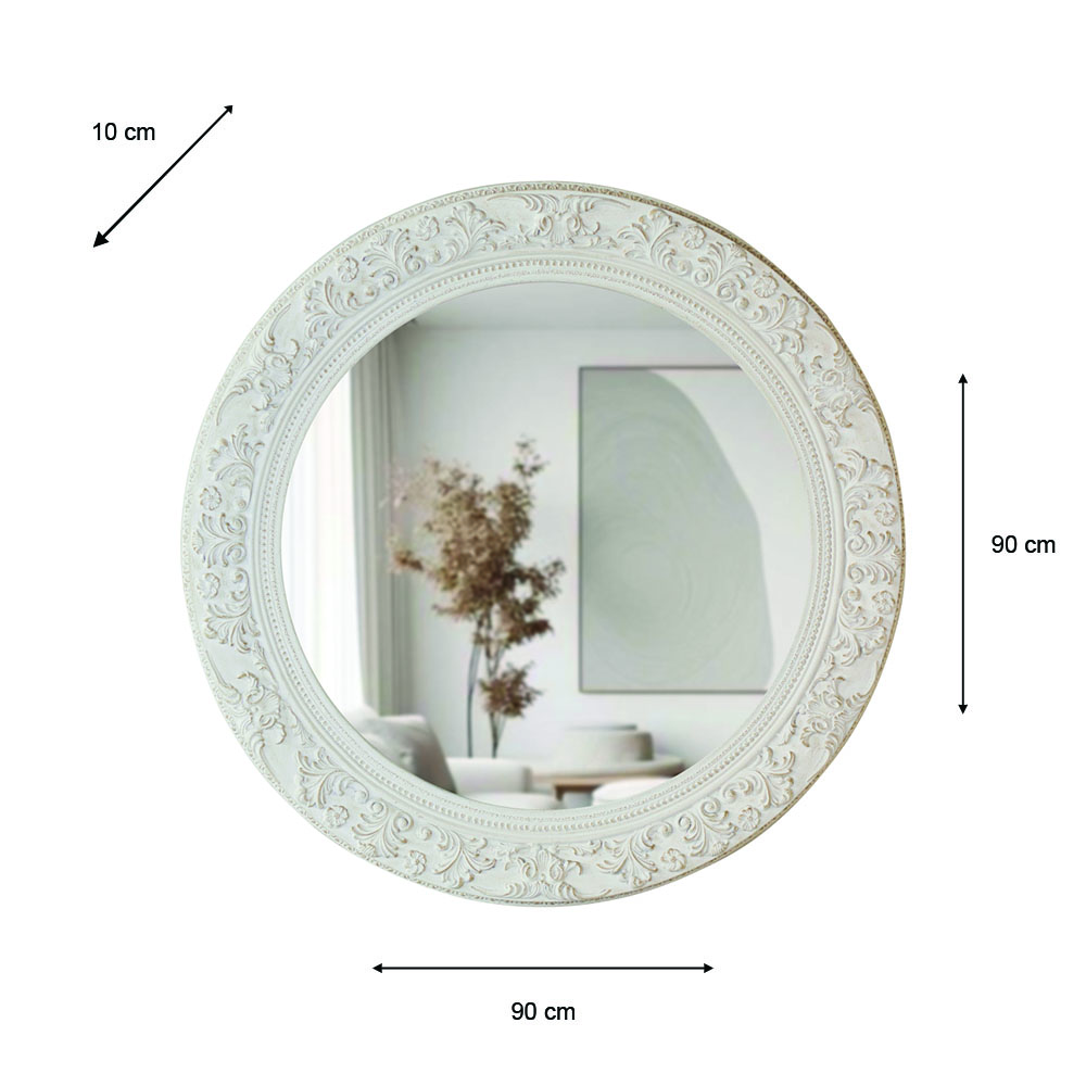 Yvette round mirror 90cm cream