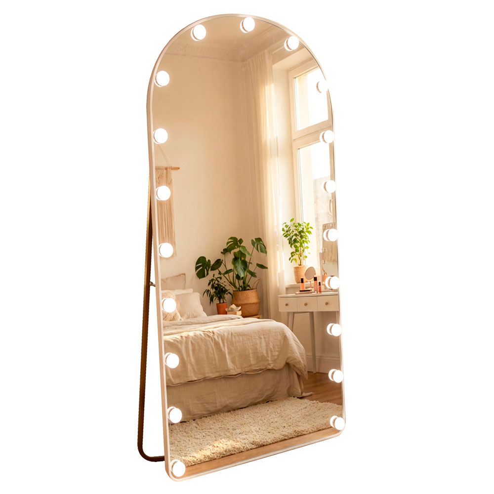 Led bulb modena cheval arch mirror white 170 x 70cm 