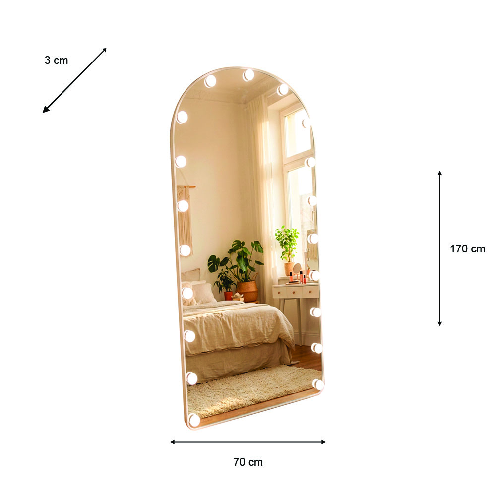 Led bulb modena cheval arch mirror white 170 x 70cm 