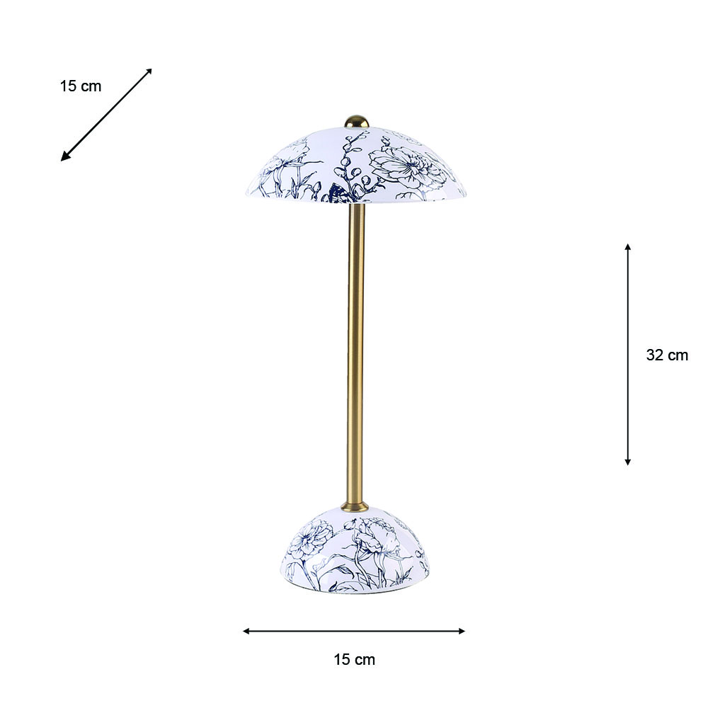 Apollo usb rechargeable lamp floral white