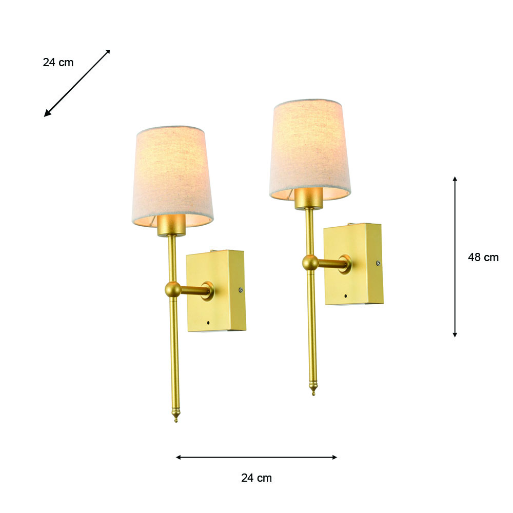 Madison set of 2 usb rechargeable wall lights