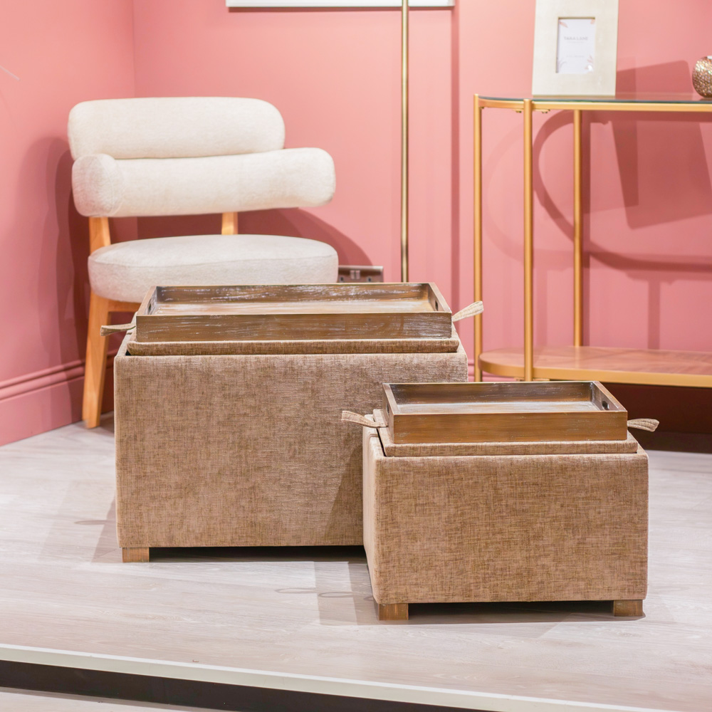 Maya s/2 tray table pouffes sand