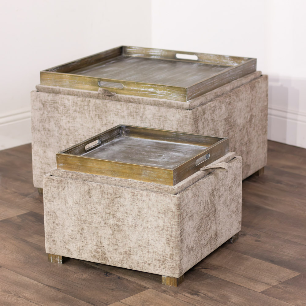 Maya s/2 tray table pouffes sand