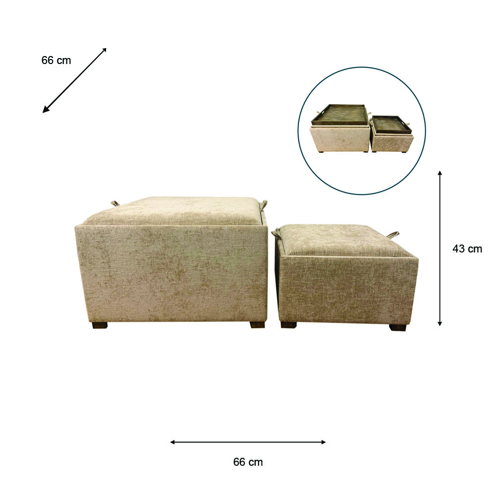 Maya s/2 tray table pouffes sand