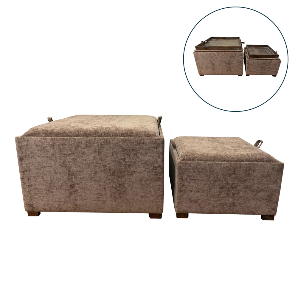 Maya s/2 tray table pouffes cappucino