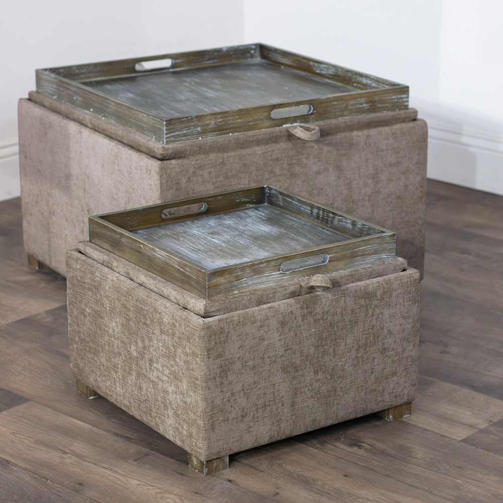 Maya s/2 tray table pouffes cappucino