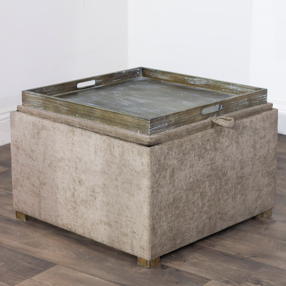 Maya s/2 tray table pouffes cappucino