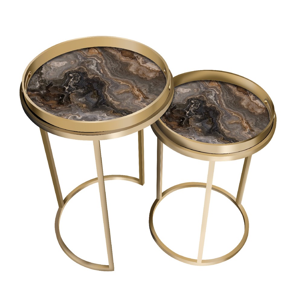 Nyra s/2 tray tables gold