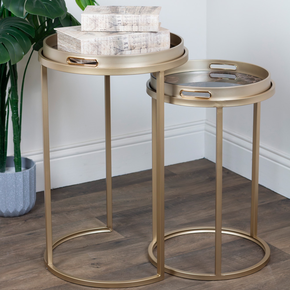 Nyra s/2 tray tables gold