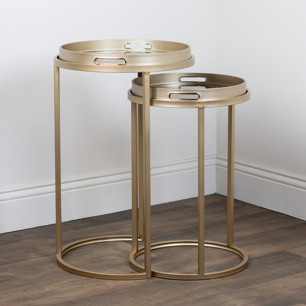 Nyra s/2 tray tables gold