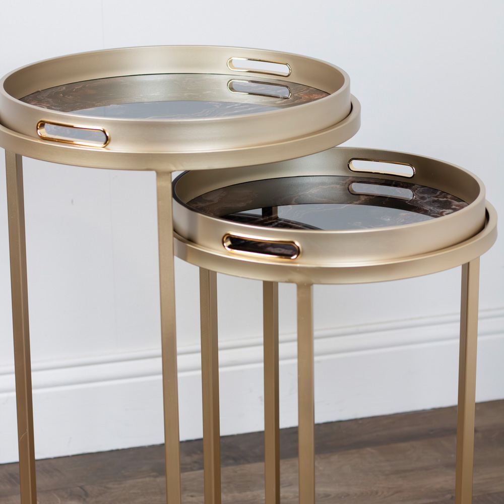 Nyra s/2 tray tables gold