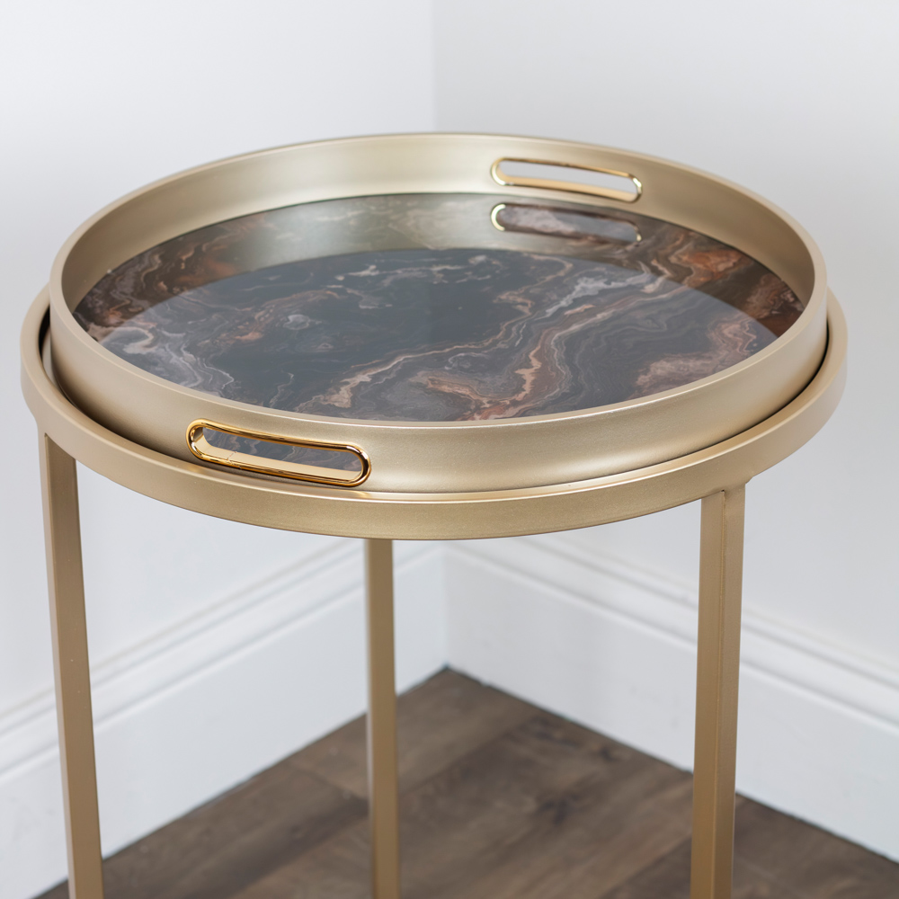 Nyra s/2 tray tables gold