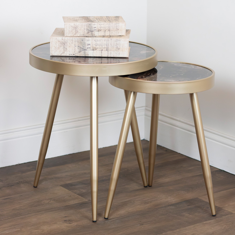Nyra s/2 side tables gold