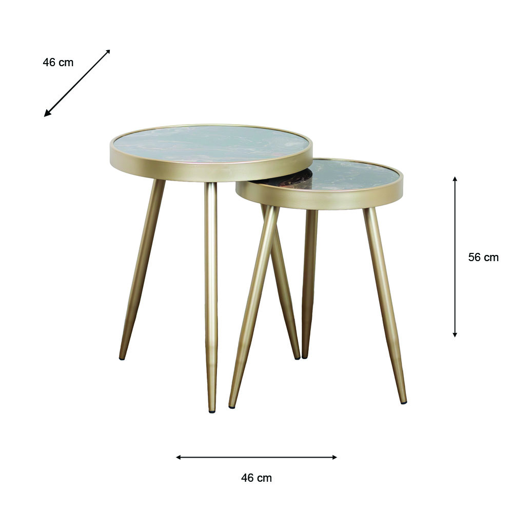 Nyra s/2 side tables gold