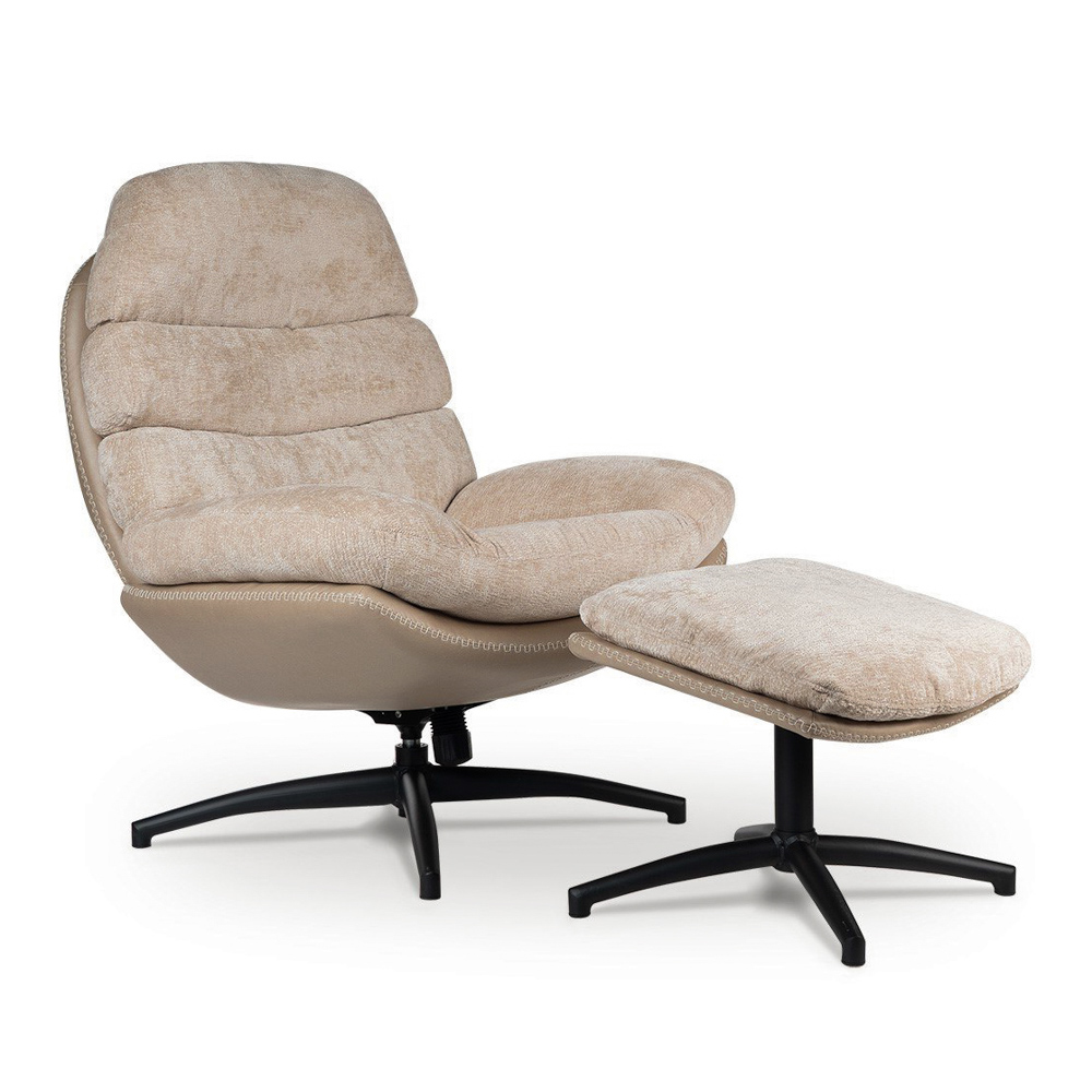 Khloe rocking swivel chair with stool biscuit
