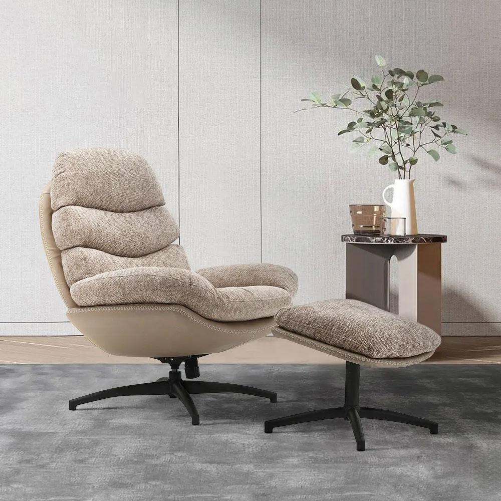 Khloe rocking swivel chair with stool biscuit