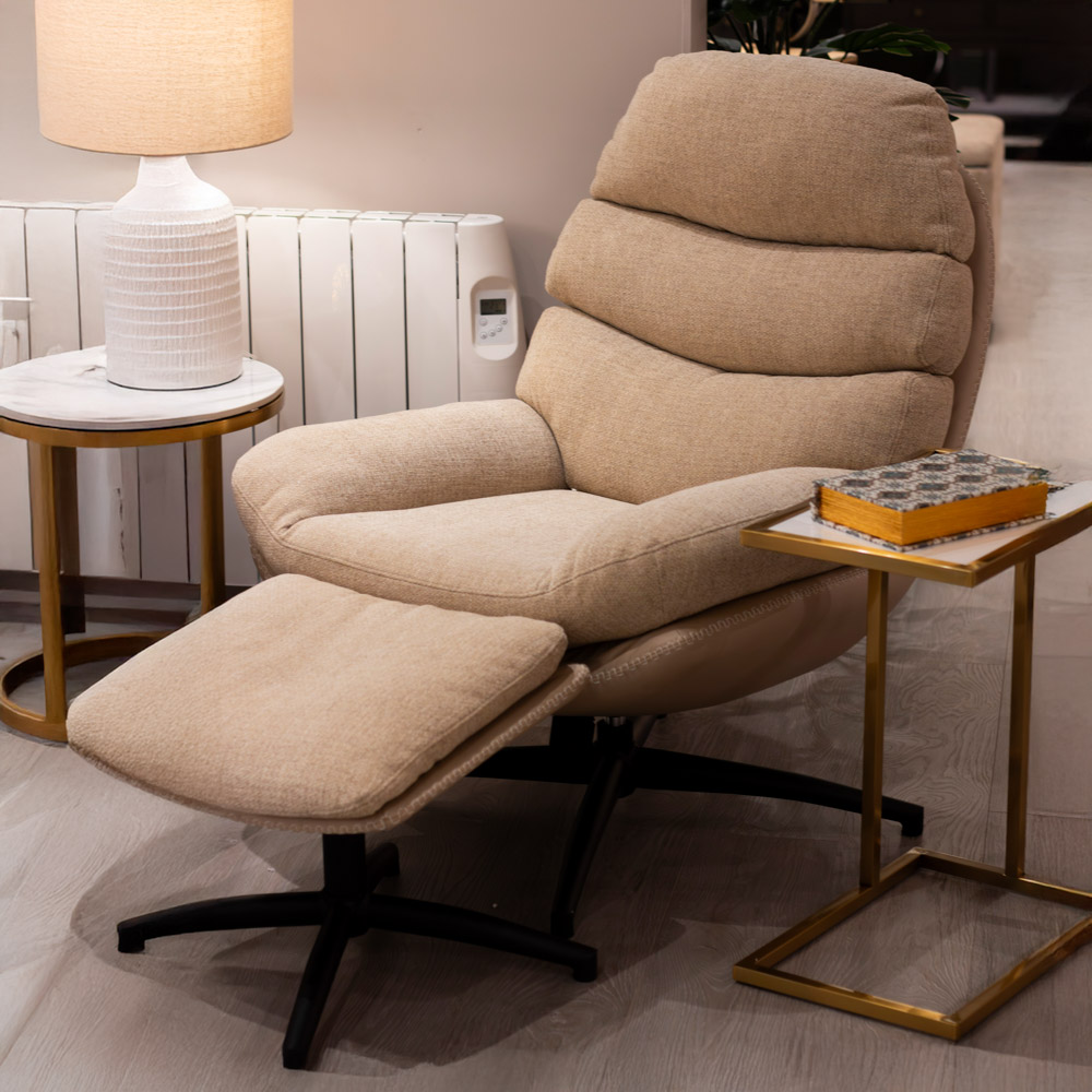 Khloe rocking swivel chair with stool biscuit