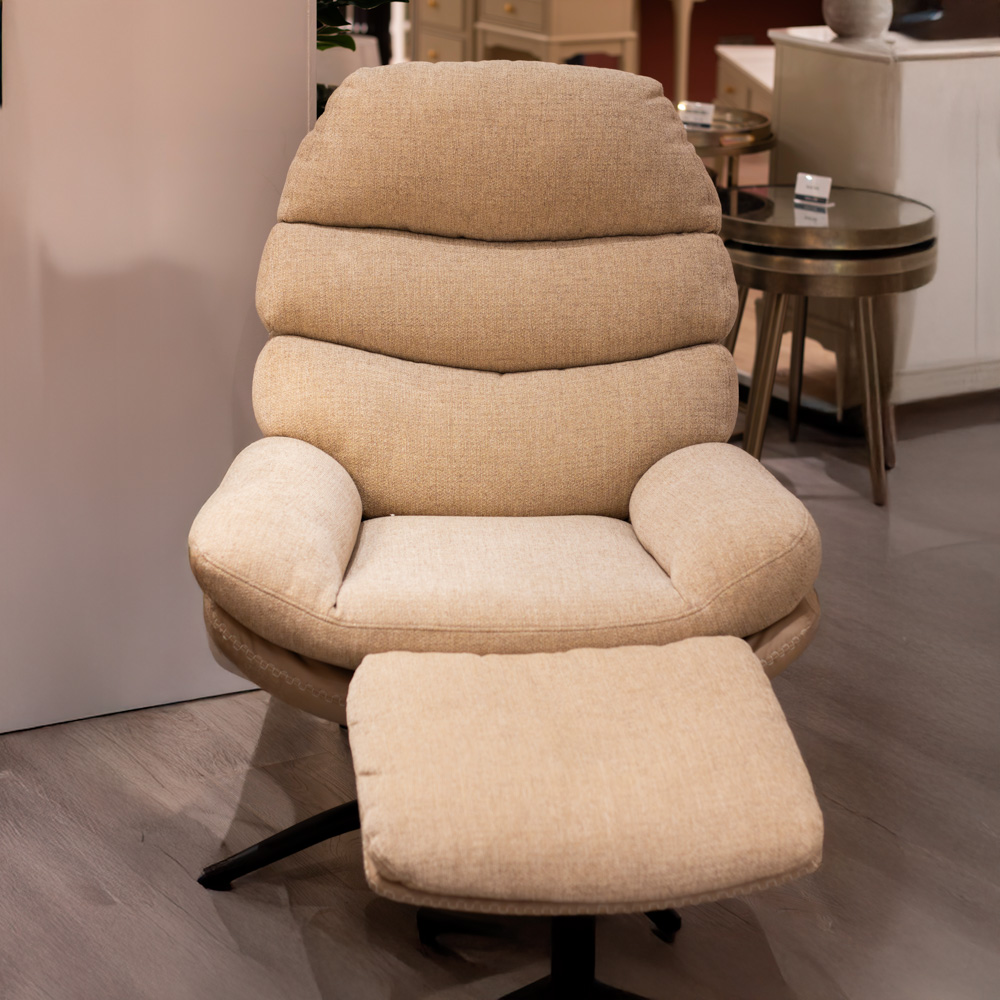 Khloe rocking swivel chair with stool biscuit