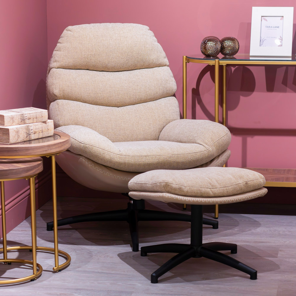 Khloe rocking swivel chair with stool biscuit