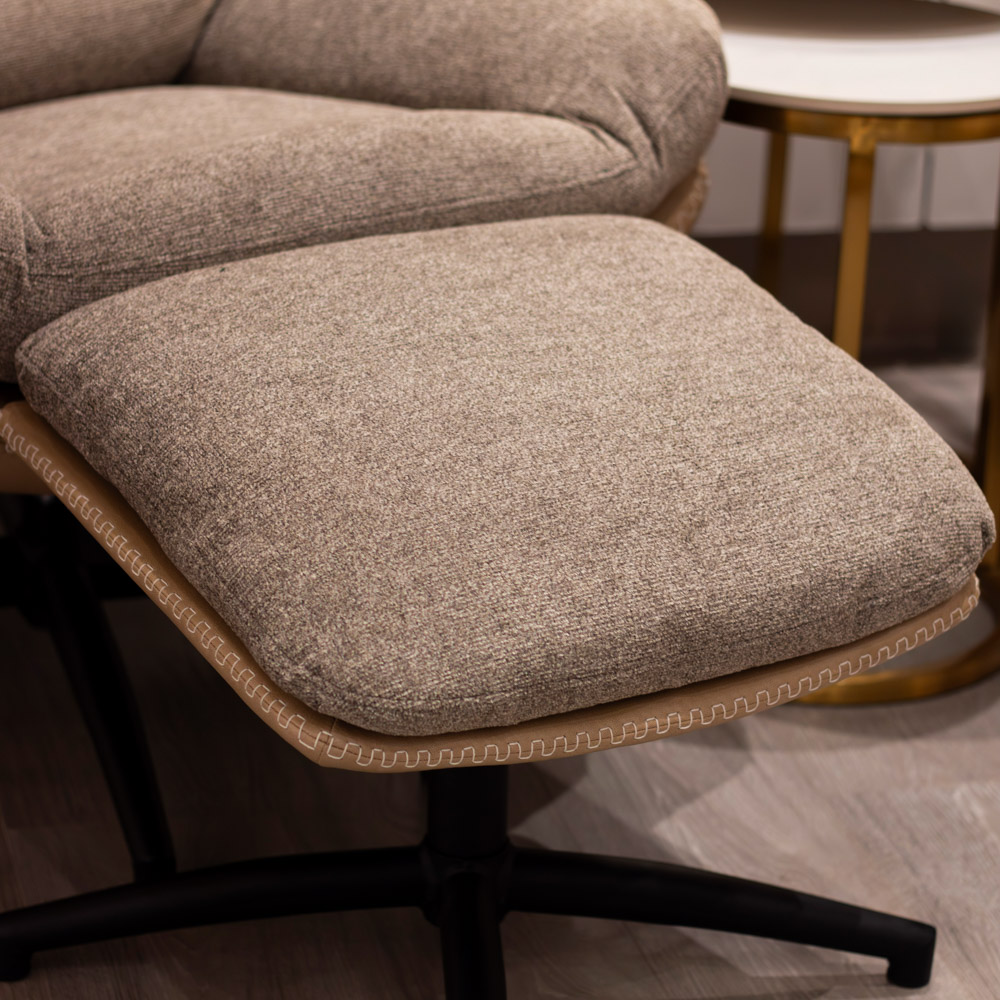 Khloe rocking swivel chair with stool latte
