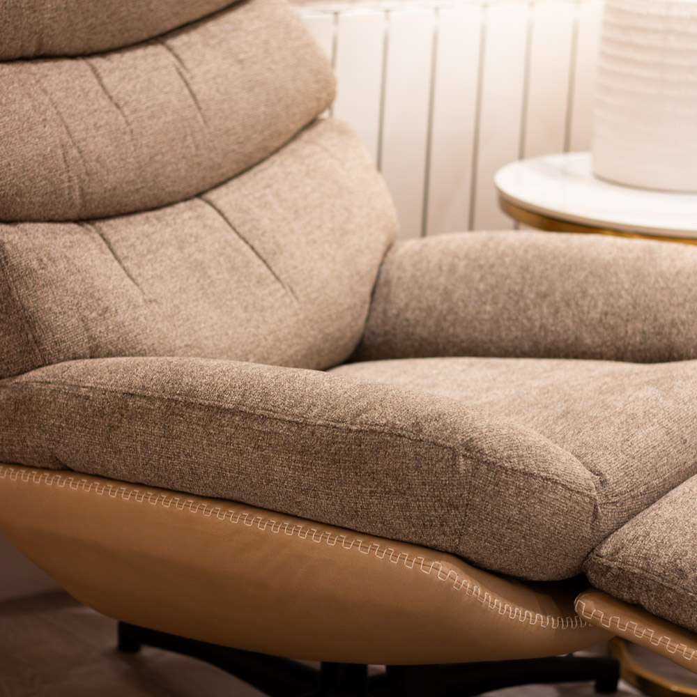 Khloe rocking swivel chair with stool latte