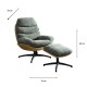Khloe rocking swivel chair with stool latte