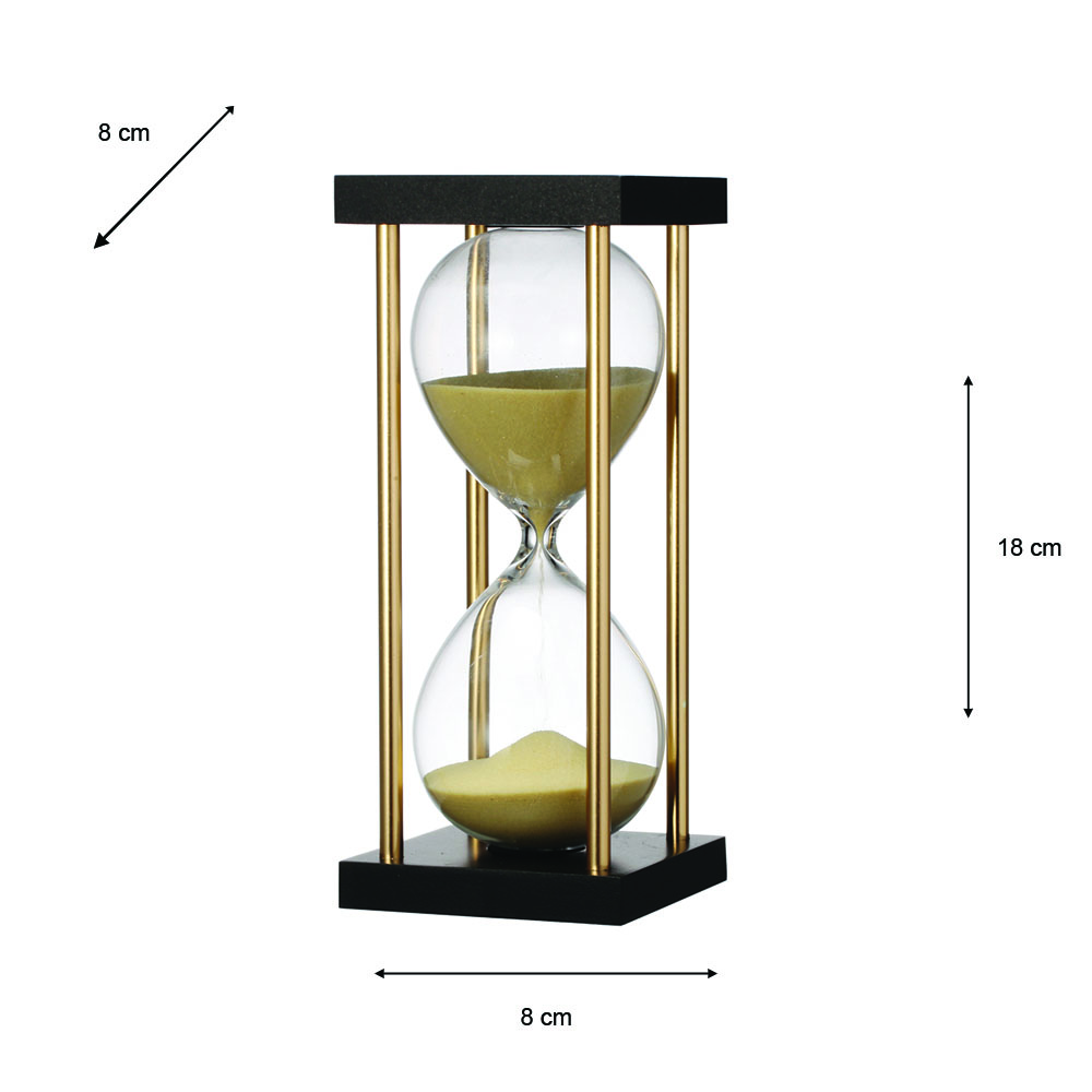Hourglass in stand 17.5cm tan approx 15 mins