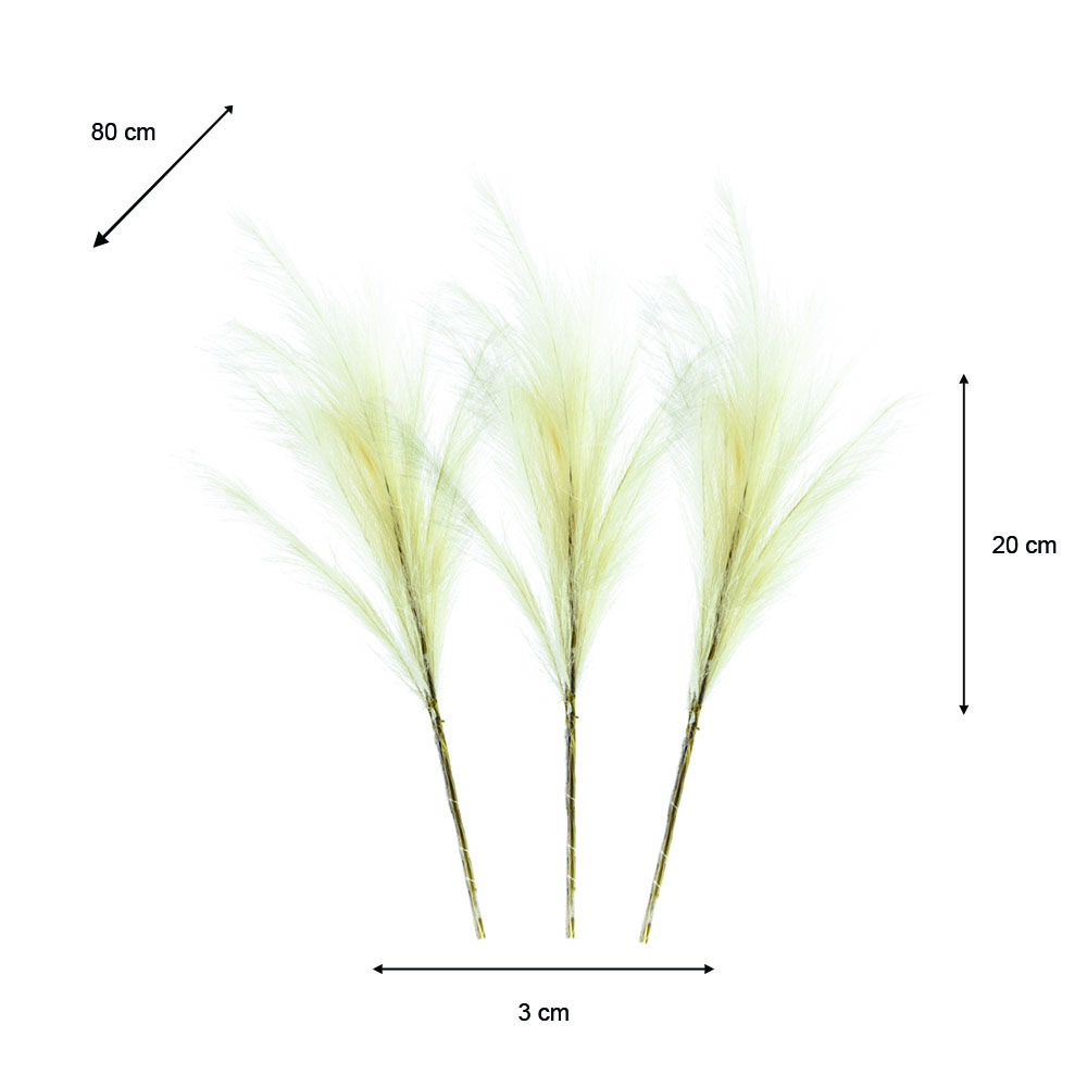 Artificial pampas grass 80cm bundle 3 white