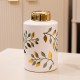 Lidded jar green/gold 23.5cm
