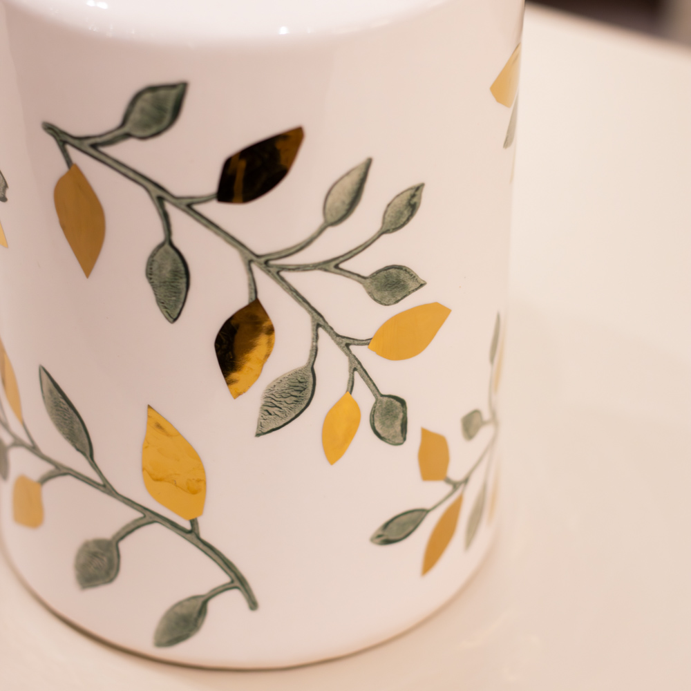 Lidded jar green/gold 23.5cm