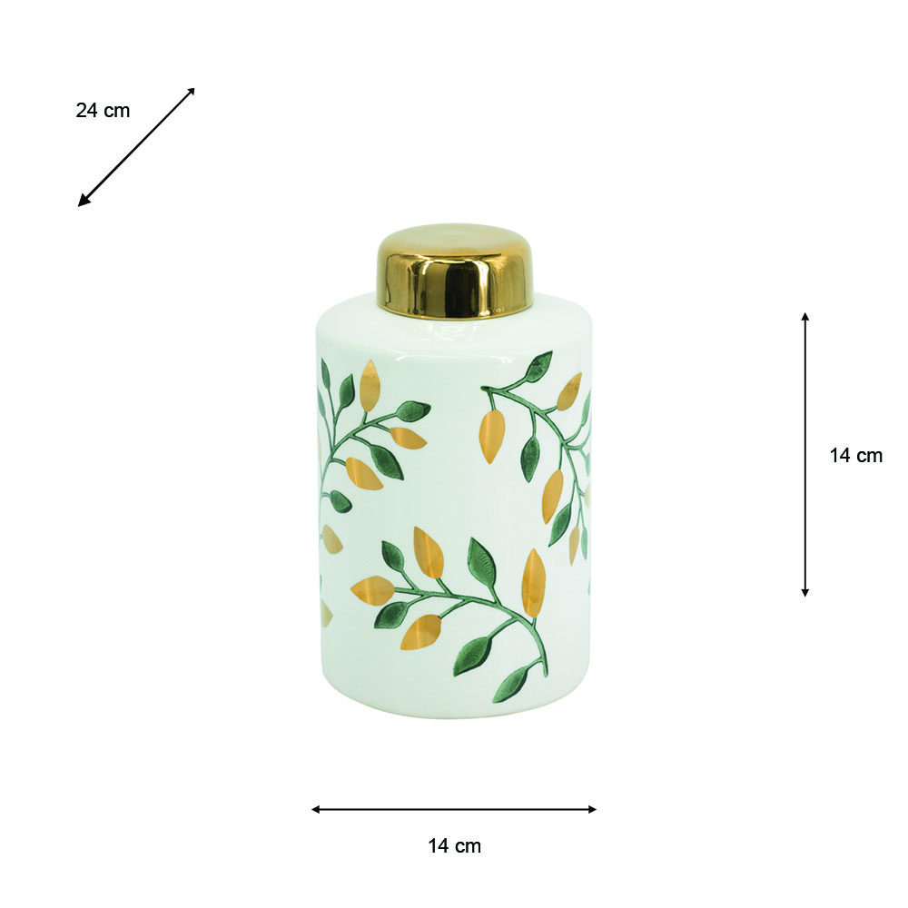 Lidded jar green/gold 23.5cm