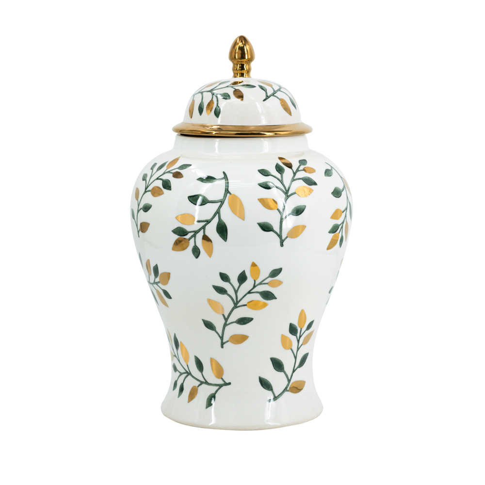 Ginger jar green/gold 48.5cm