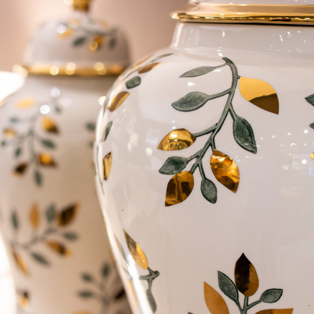 Ginger jar green/gold 48.5cm