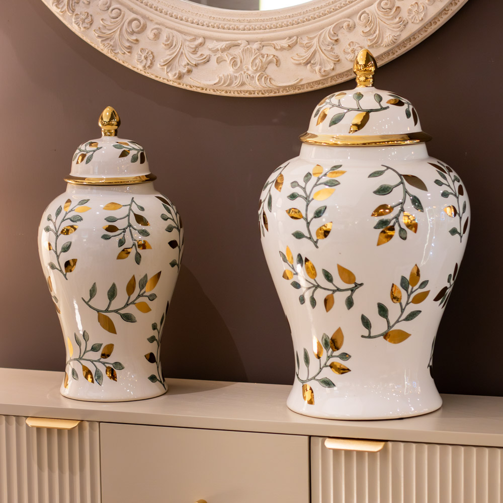 Ginger jar green/gold 48.5cm