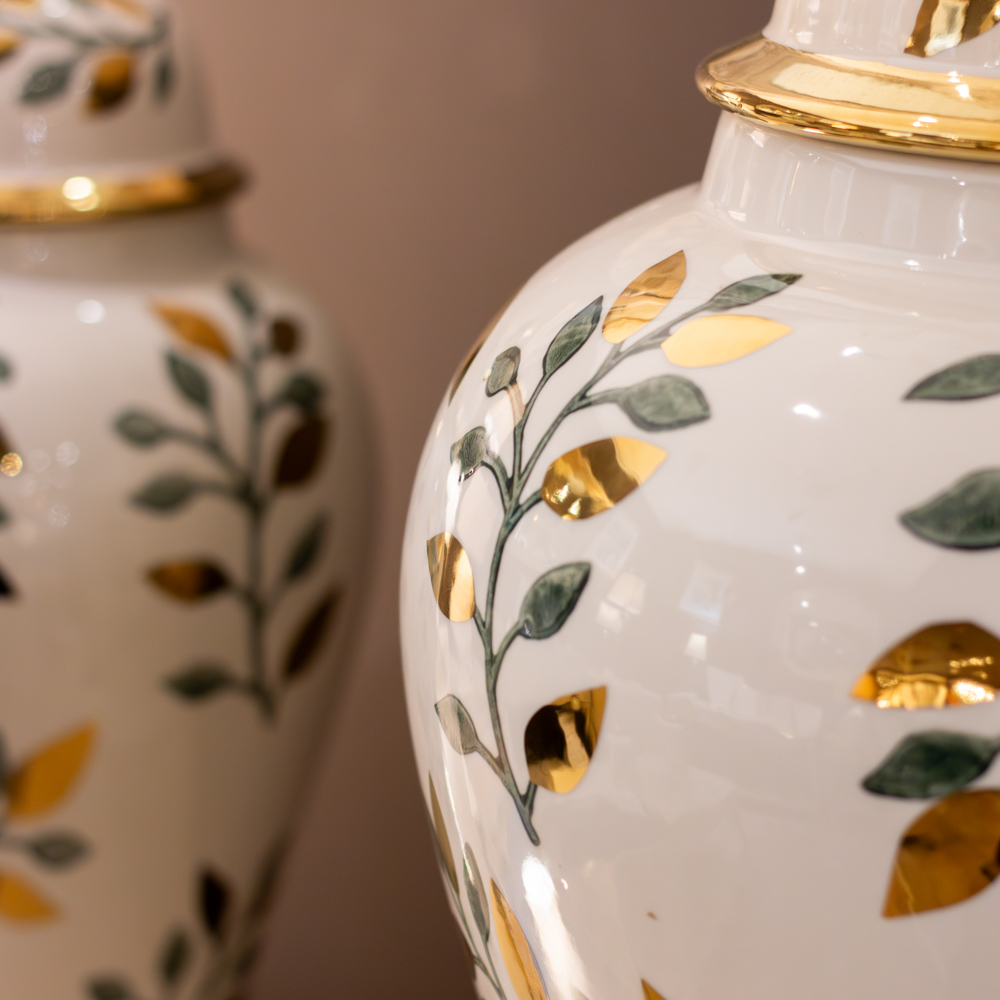 Ginger jar green/gold 48.5cm