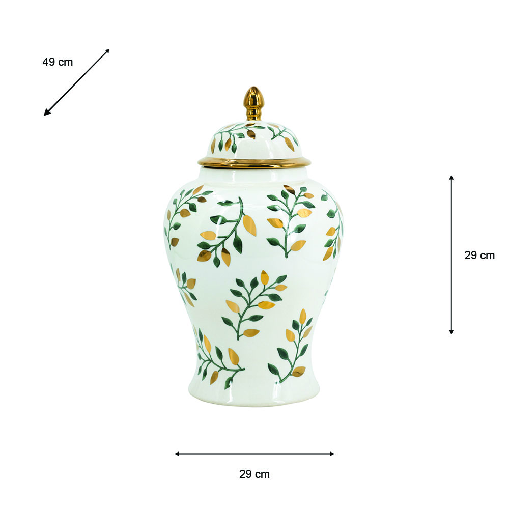 Ginger jar green/gold 48.5cm