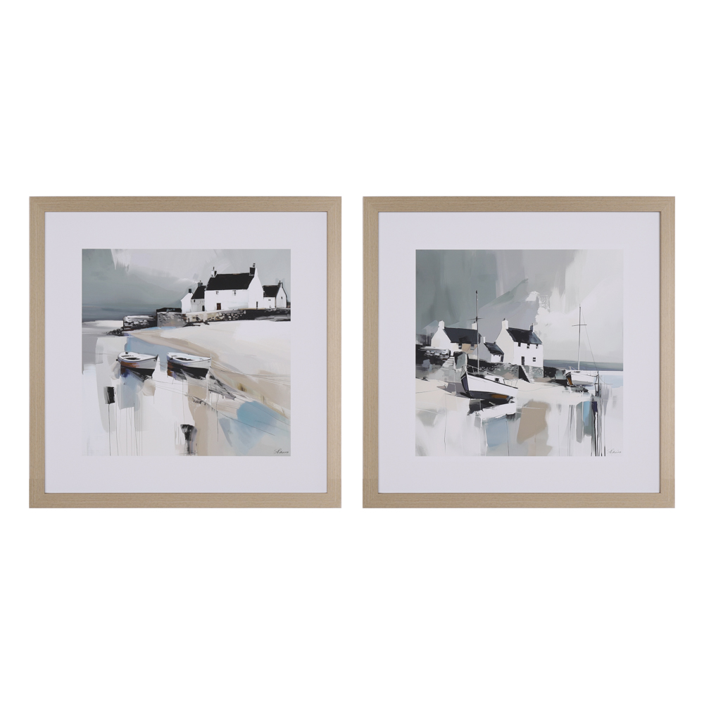 Framed print waters edge/sea spirit 2 asst 