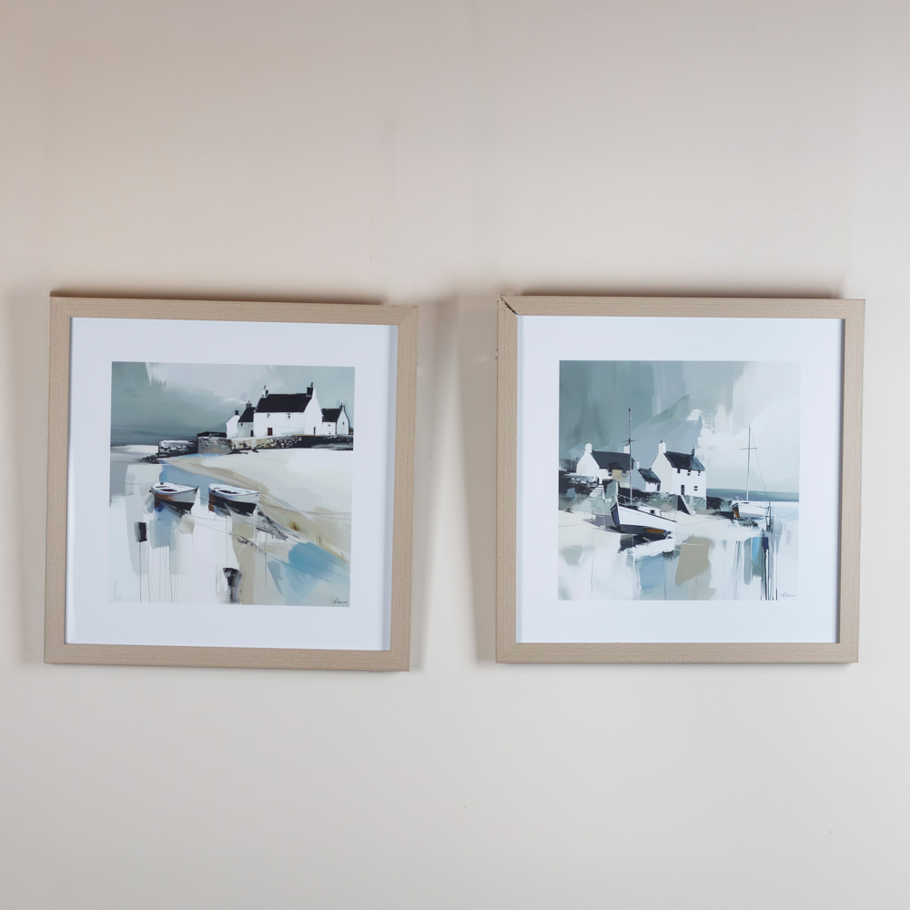 Framed print waters edge/sea spirit 2 asst 