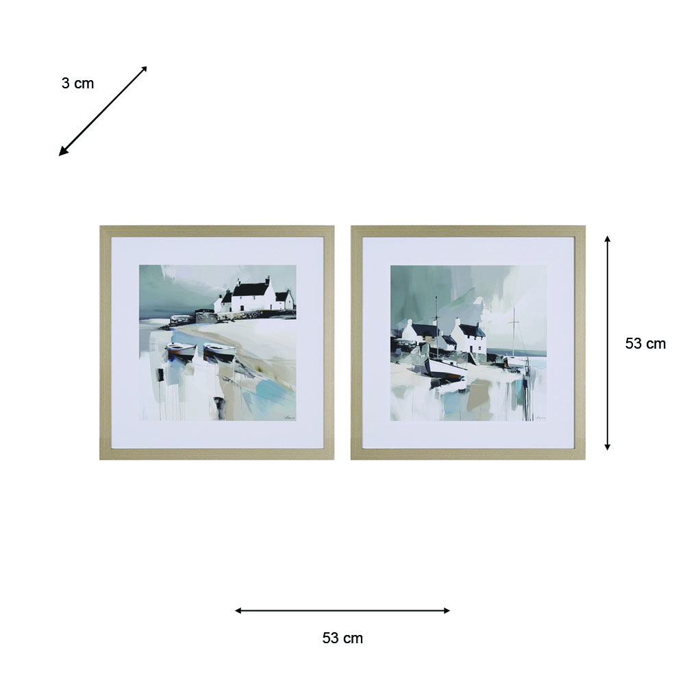Framed print waters edge/sea spirit 2 asst 