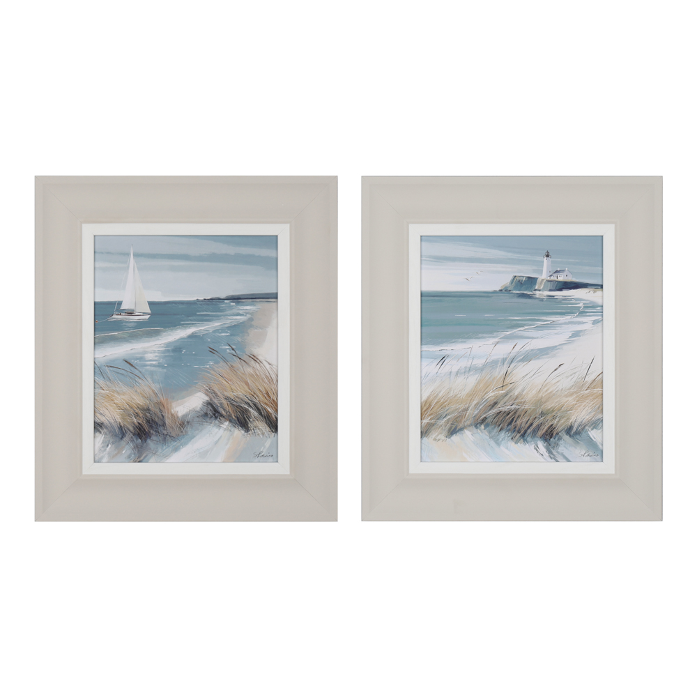 Framed print white sails/ making waves 2 asst