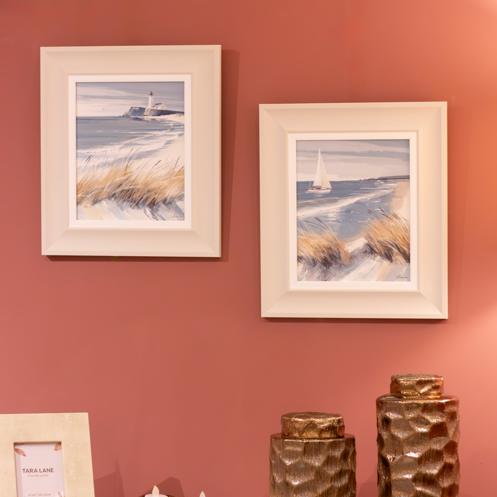 Framed print white sails/ making waves 2 asst