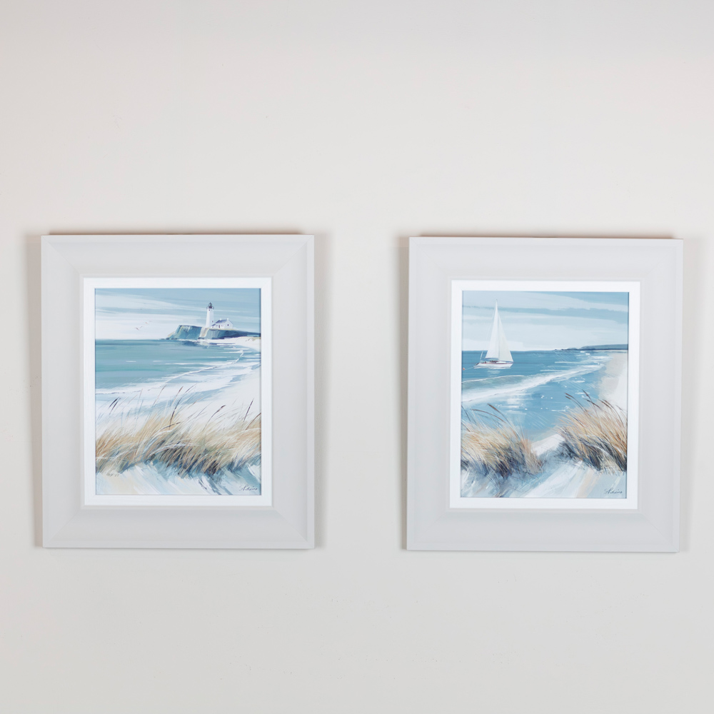 Framed print white sails/ making waves 2 asst