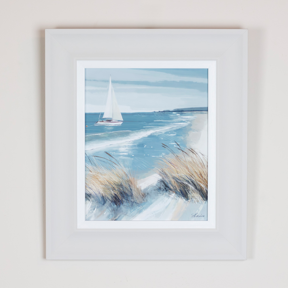 Framed print white sails/ making waves 2 asst