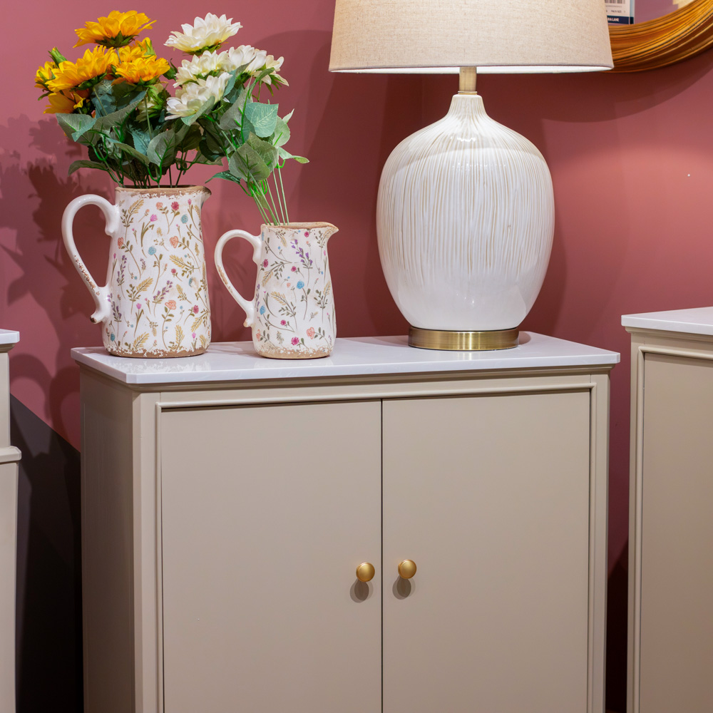 Monroe 2 door cabinet with marble top stone
