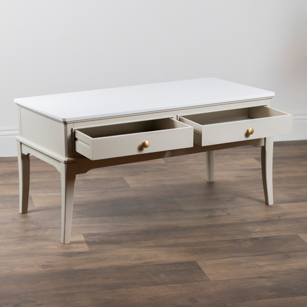 Monroe coffee table with marble top stone