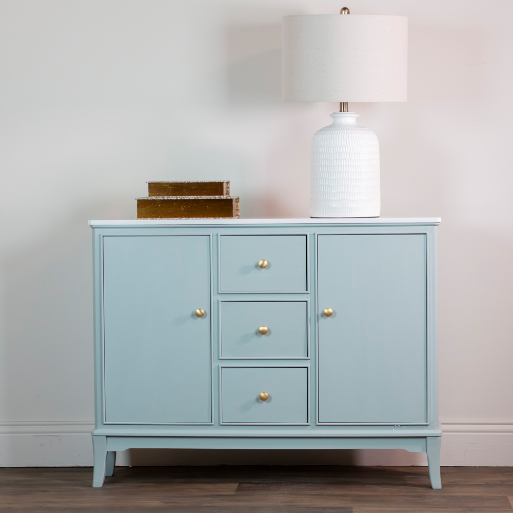 Monroe slim sideboard with marble top sage