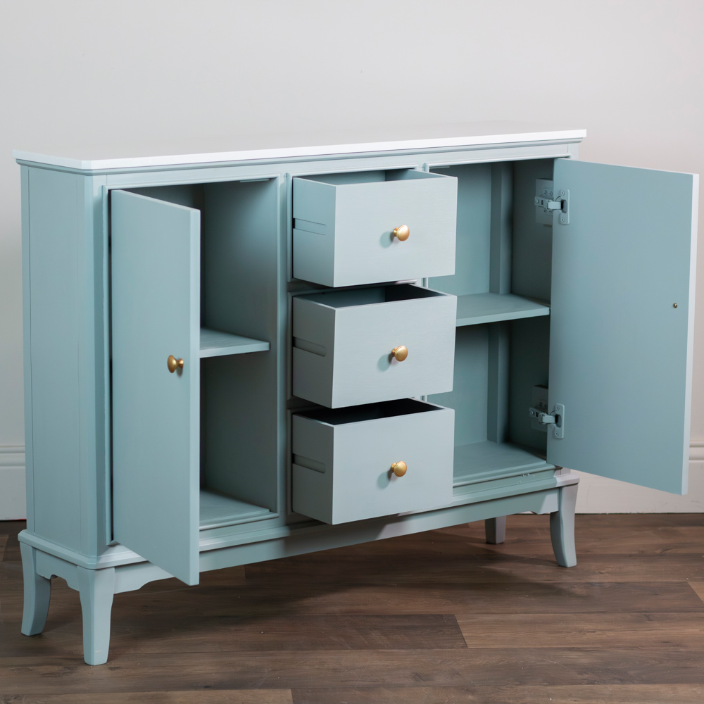 Monroe slim sideboard with marble top sage