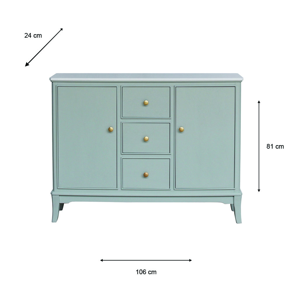 Monroe slim sideboard with marble top sage